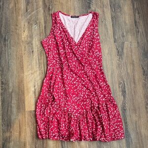 Red Patterned Midi Dress